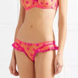 Agent Provocateur - GABBY Heart Embroidery Thong - Pink/Red Sz 2 (S) - BNWT